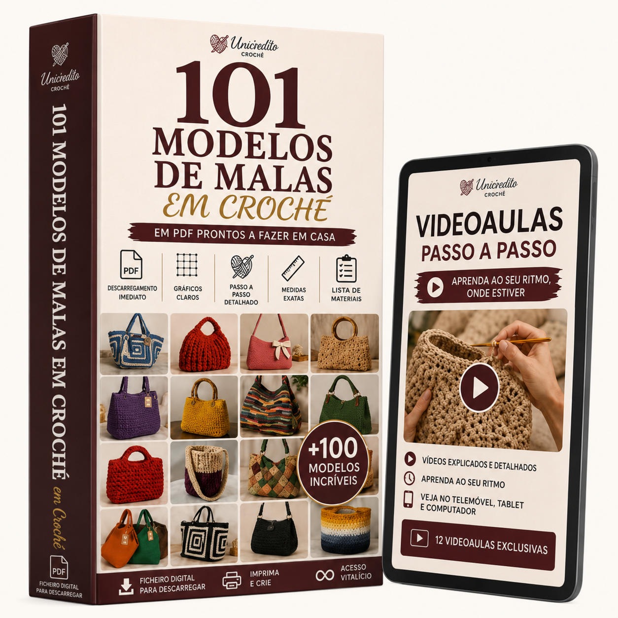 Coleção completa de 101 padrões de malas em croché