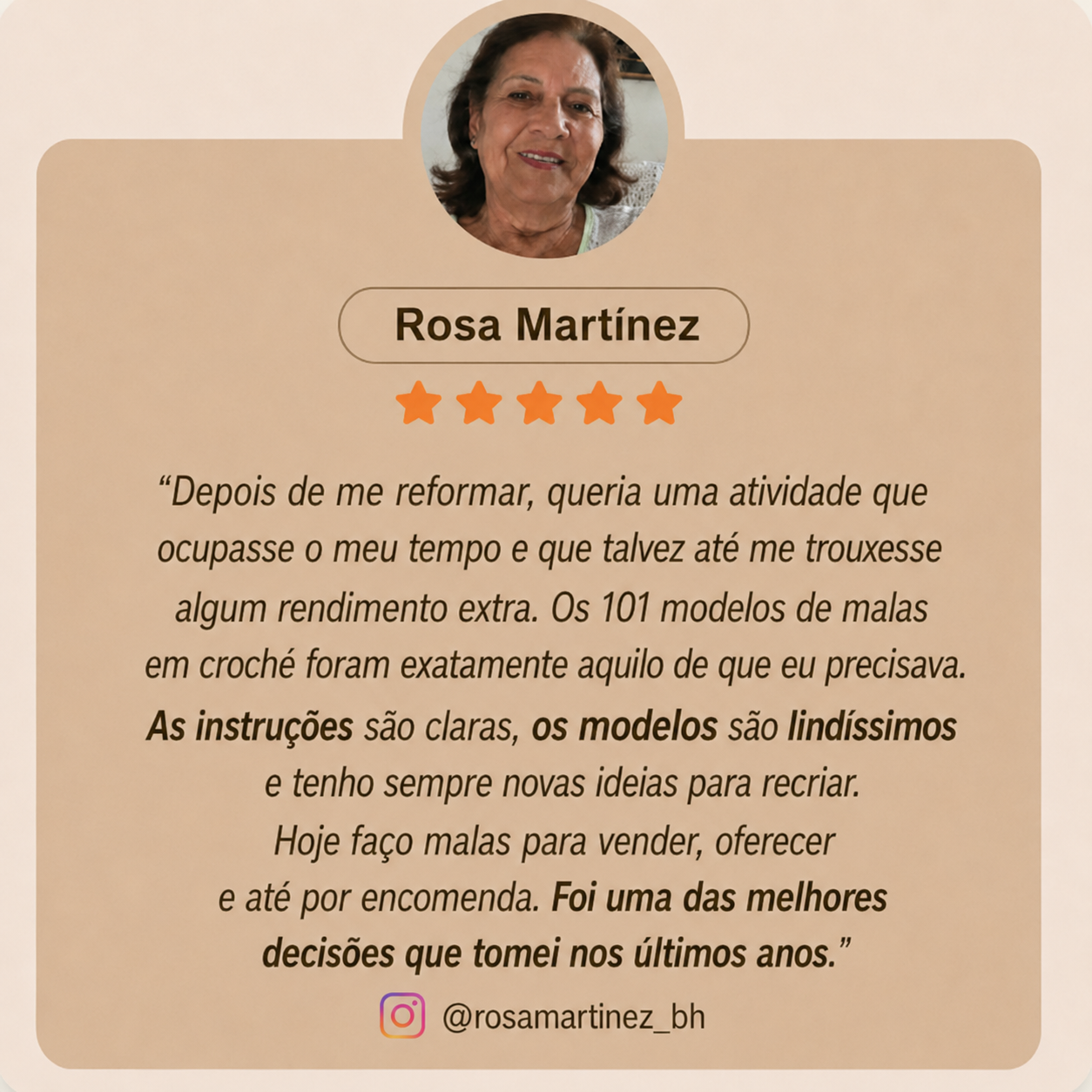 Testemunho de cliente Rosa Martínez
