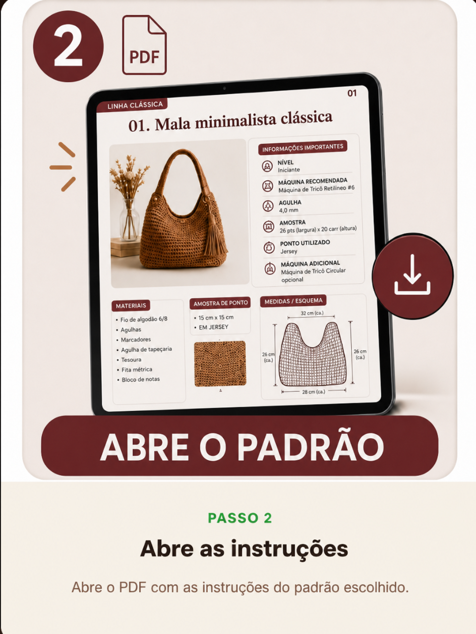 Passo 2 abrir o padrão de croché