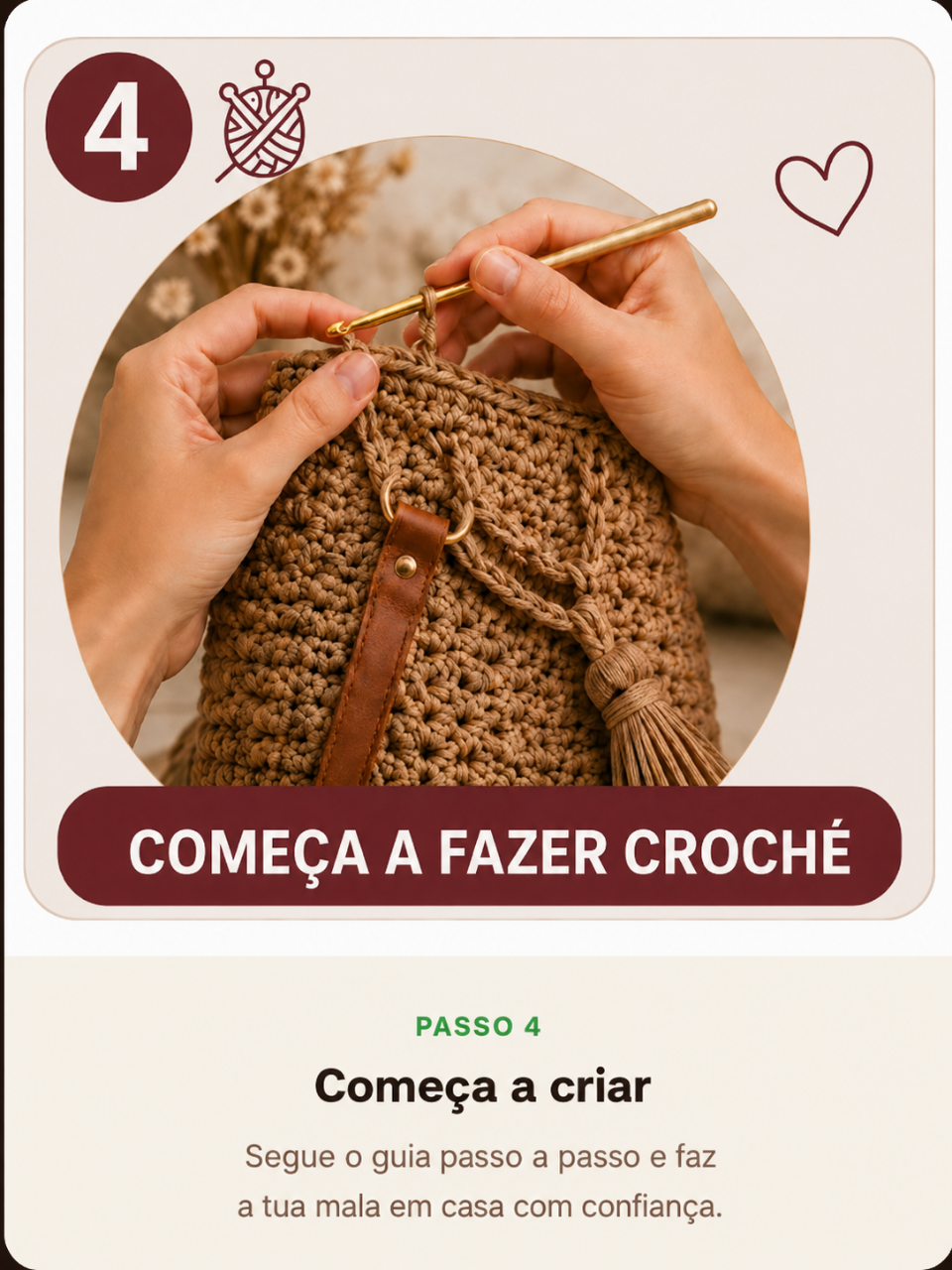 Passo 4 começar a fazer croché